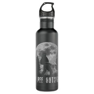Bouteille D'eau Bigfoot Yeti Moon Silhouette I Pee Dehors Sasquat