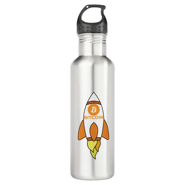 Bouteille D'eau Bitcoin À La Rocket Lune (Devant)
