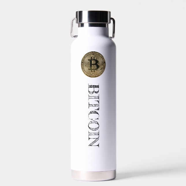 Bouteille D'eau Bitcoin BTC Crypto Logo numérique (Avant)