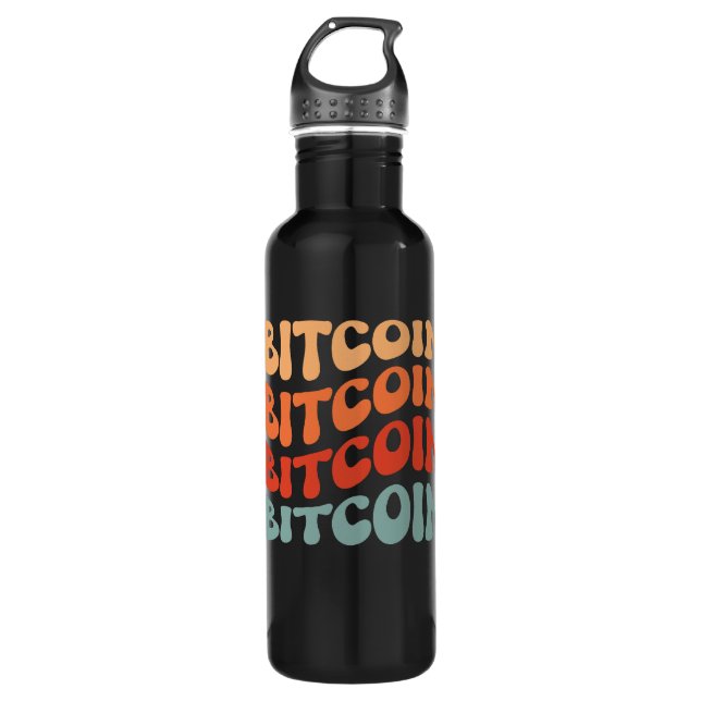 Bouteille D'eau Bitcoin Wavy Text Style Crypto Typographie Design (Devant)
