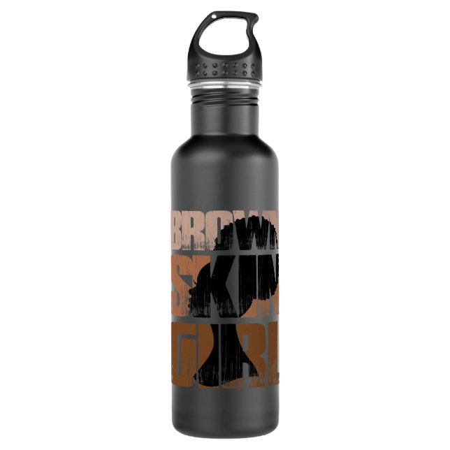 Bouteille D'eau Black Melanin Queen Magie Brown fille de peau June (Devant)