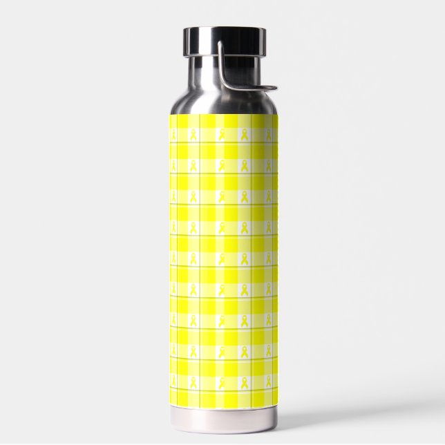 Bouteille D'eau Bladder Cancer Awareness Plaid Water Bottle (Gauche)