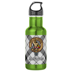 Bouteille D'eau Blason du clan MacFarlane sur tartan noir et blanc