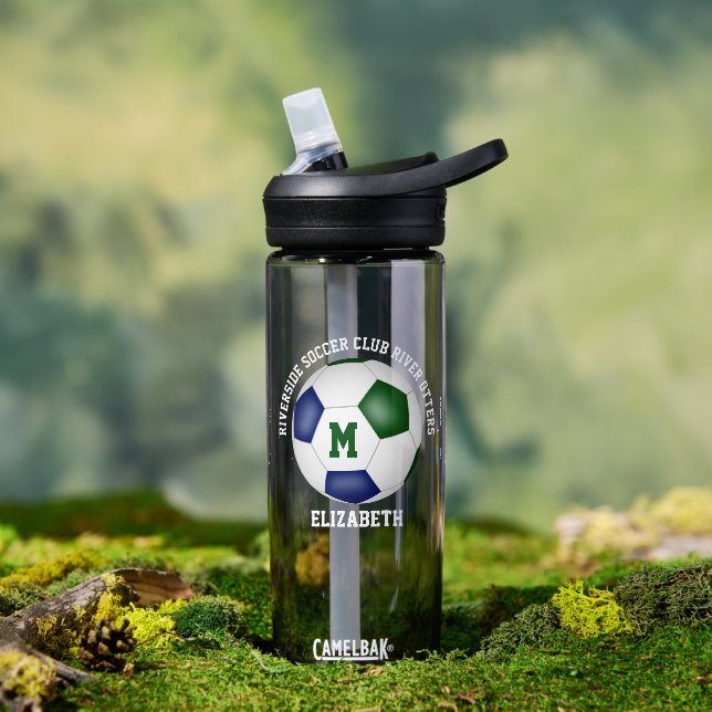 Bouteille D'eau bleu green club équipe couleurs sur mesure footbal (Extérieur)