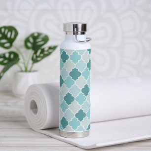 Bouteille D'eau Bleu Marocain Trellis, Lattes, Quatrefoil