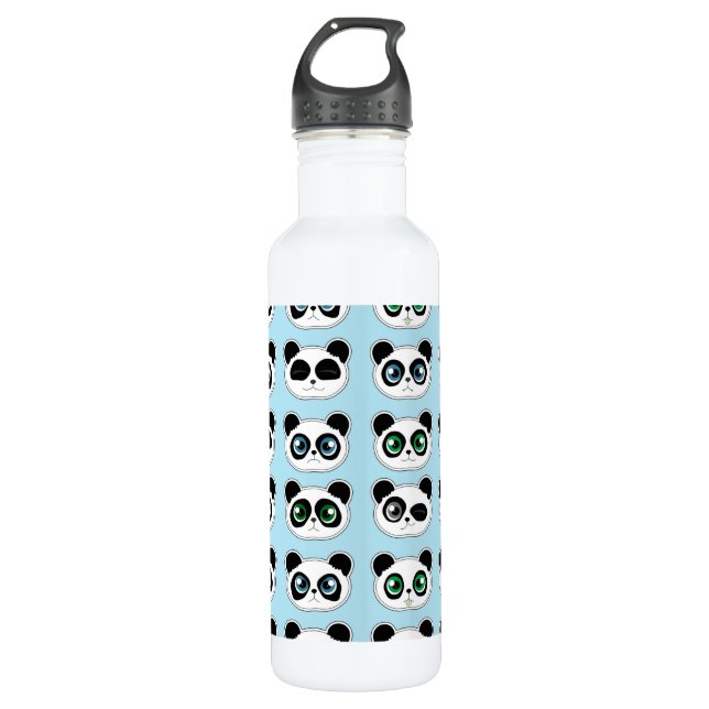 Bouteille D'eau Bleu mignon d'expression de panda (Devant)