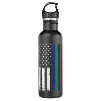 Bouteille D'eau Bleu Vert Ligne Rouge Mince Drapeau Police Pompier