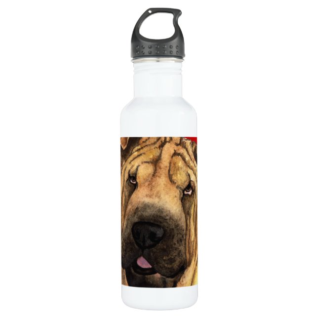 Bouteille D'eau Bloc de couleur Shar-Pei (Devant)