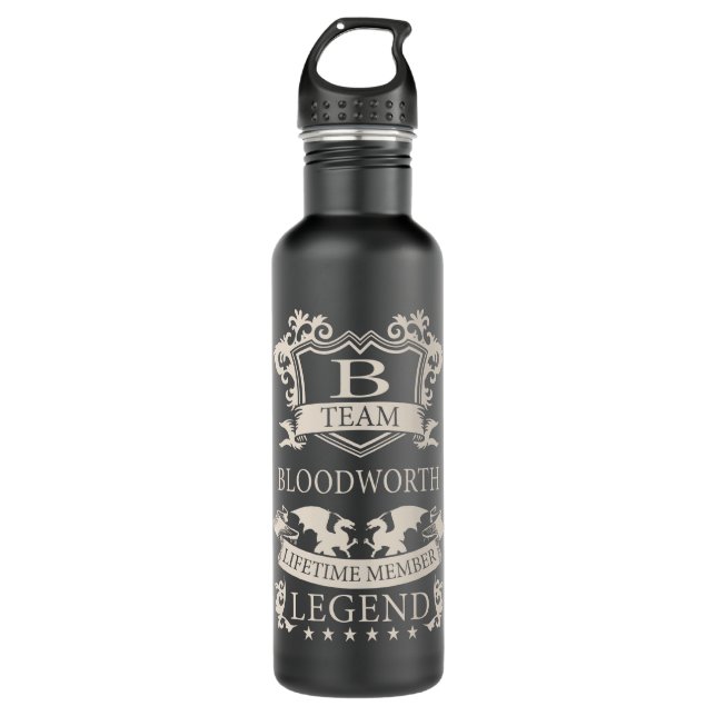 Bouteille D'eau BLOODWORTH Nom, BLOODWORTH nom de famille crête (Devant)