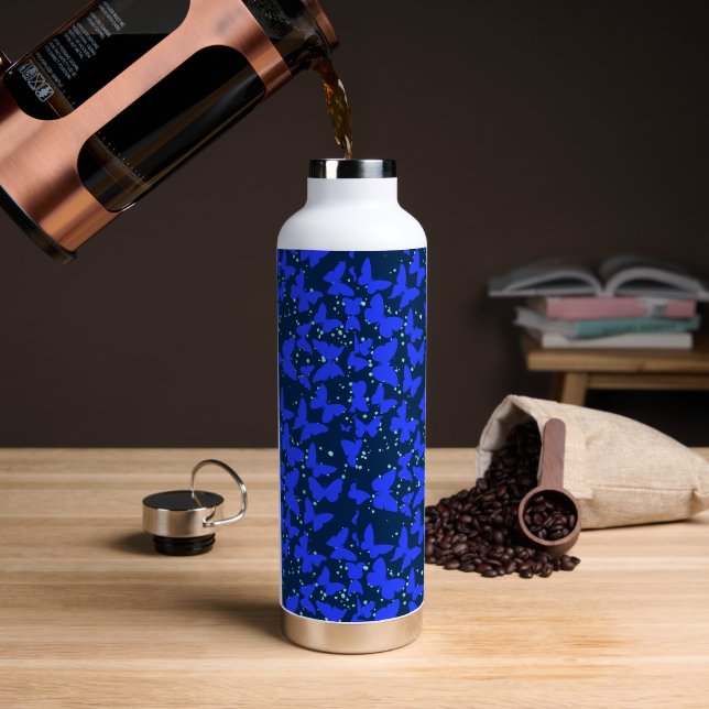 Bouteille D'eau Blue Butterflies Pattern C01.b Dblue BG (Café)