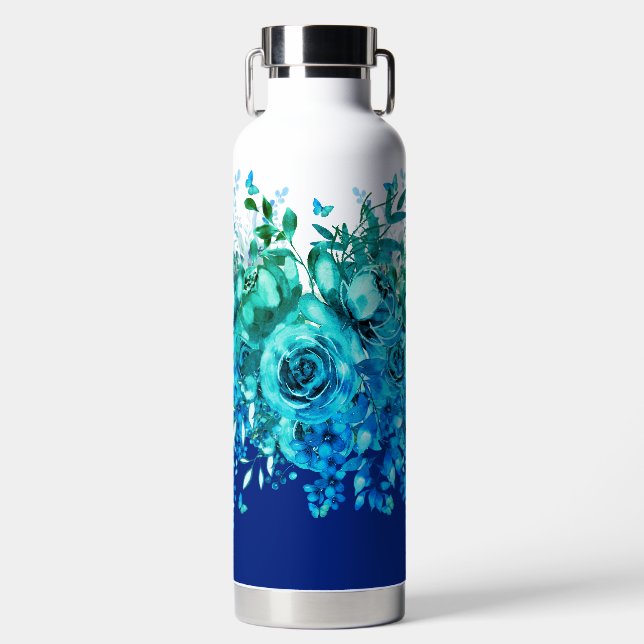 Bouteille D'eau Blue Butterfly Floral Water Bottle (Avant)