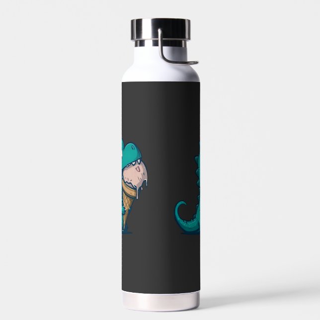 Bouteille D'eau Blue Dino aime la crème glacée - Drôle Cartoon Art (Gauche)