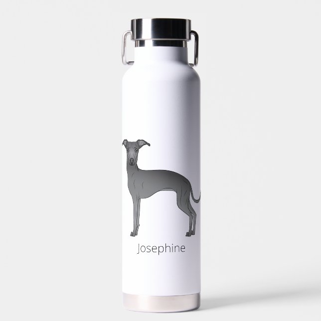 Bouteille D'eau Blue Italian Greyhound Cute Dog Avec Nom Personnal (Avant)