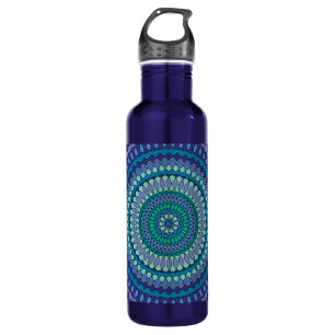 Bouteille D'eau Blue Mandala Birthday Party Ajouter un nom