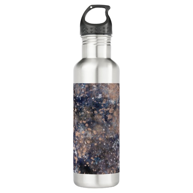 Bouteille D'eau Blue & Rose Gold Paint Splatter Abstract Glamour (Devant)