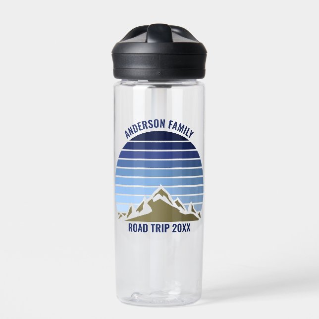 Bouteille D'eau Blue Sunset Mountain Custom Family Réunion Voyage (Extérieur)