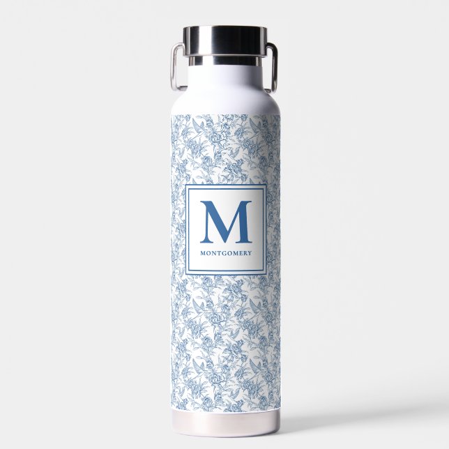 Bouteille D'eau Blue Toile French Monogram Name (Avant)