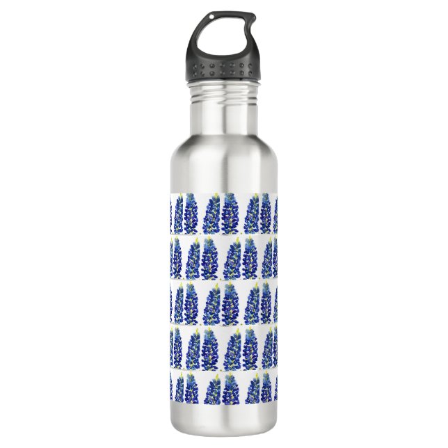 Bouteille D'eau Bluebonnets Texas Flowers Fleur sauvage Aquarelle (Devant)