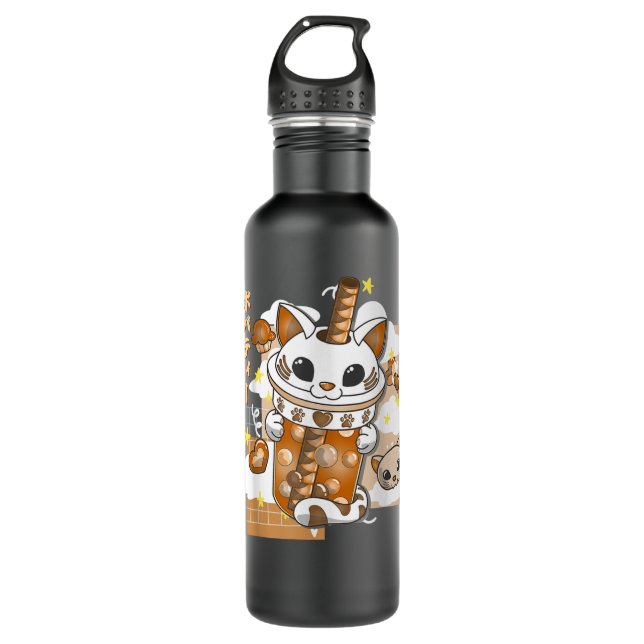 Bouteille D'eau Boba Tea Cute Cat Buble Tea Kawaii Anime Japonais (Devant)