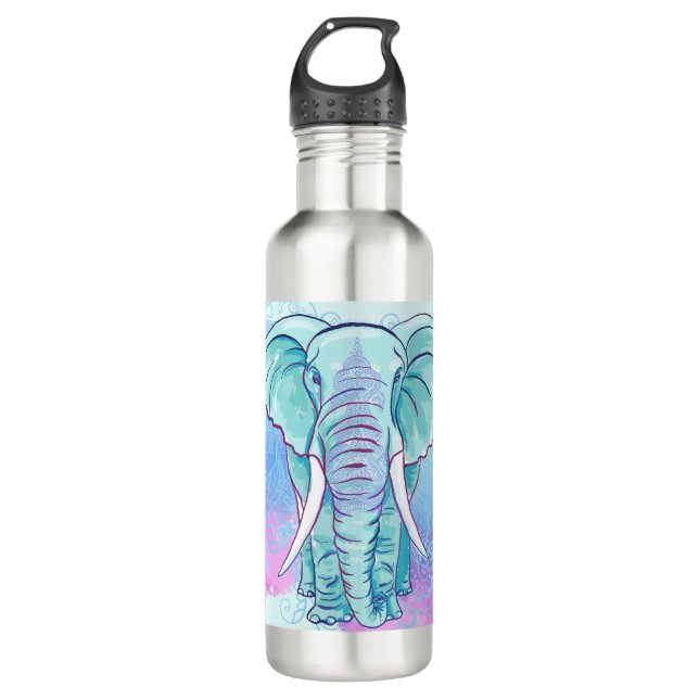Bouteille D'eau Bohémien d'éléphant de mandala (Devant)