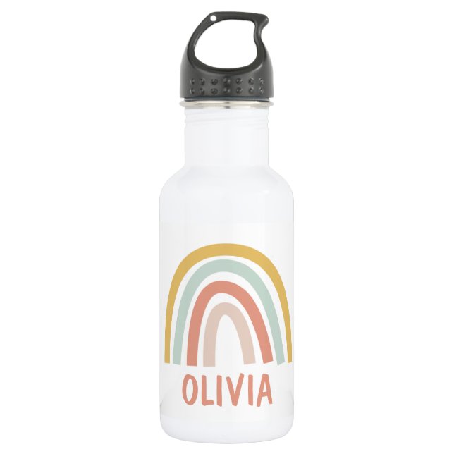 Bouteille D'eau Boho Pastel Rainbow Personnalisé (Devant)