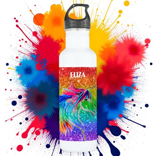 Bouteille D'eau Boho Rainbow mignonne Parties scintillant filles U (Créateur téléchargé)