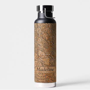 Bouteille D'eau Bois Carvings Motif Floral Ajouter un nom