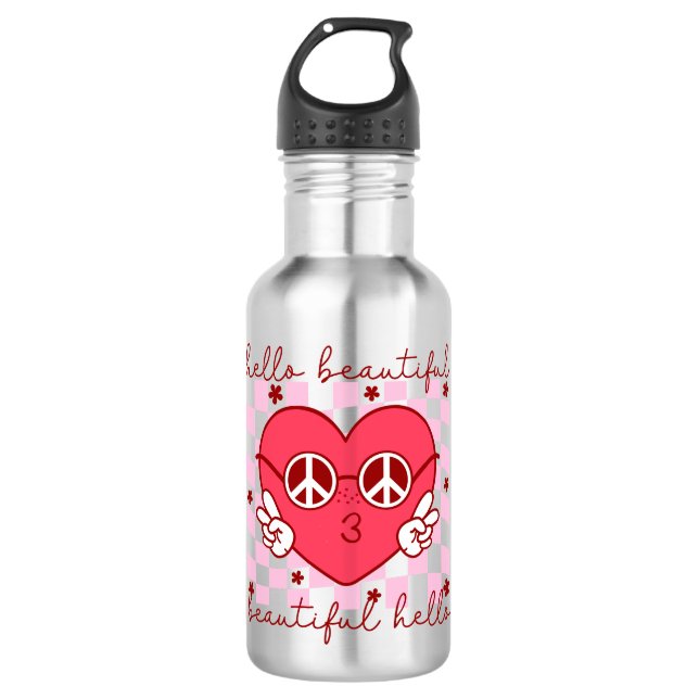 Bouteille D'eau Bonjour belle | Cute et coeur (Devant)