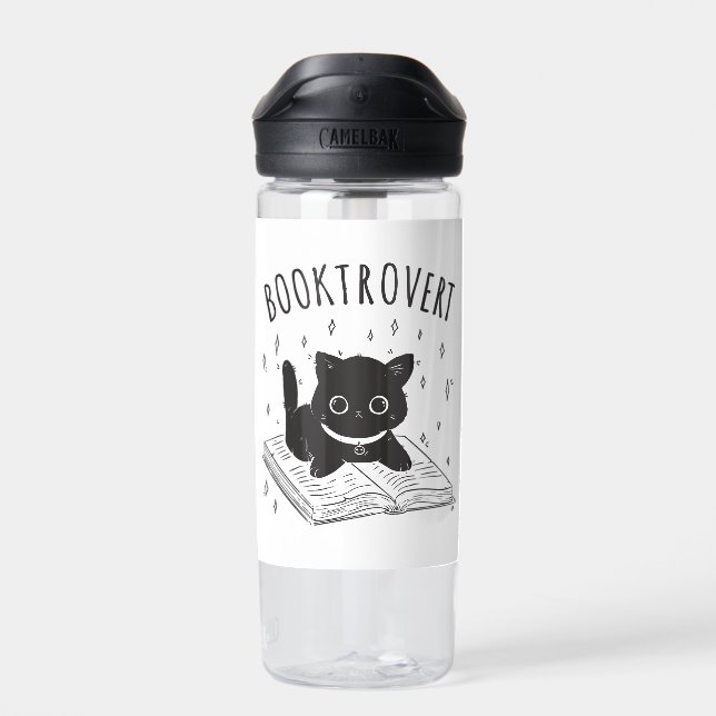 Bouteille D'eau Booktrovert chat avec livre et étoiles (Arrière)