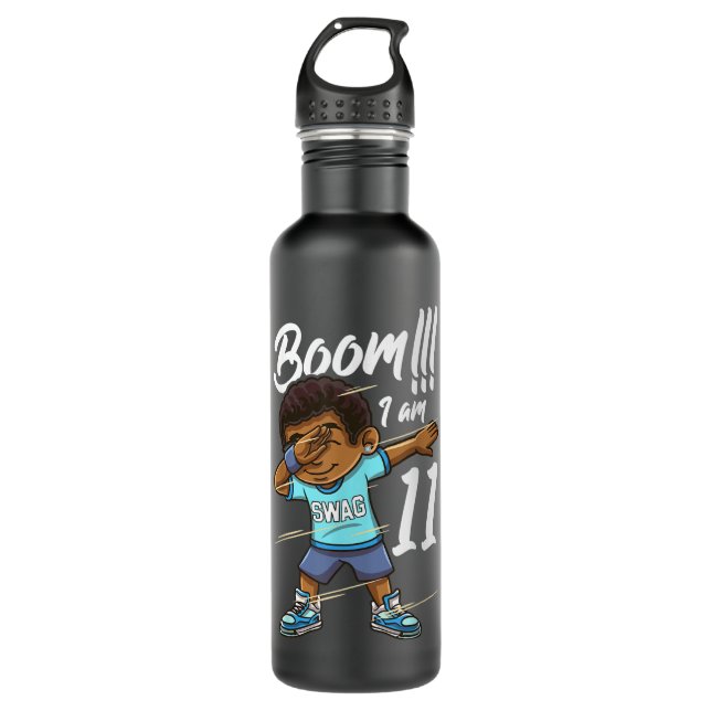 Bouteille D'eau Boom Im 11 Ans Garçon Noir Dabbing 11e Anniversair (Devant)