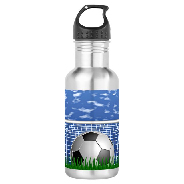 Bouteille D'eau Boule de football dans le net, design populaire, (Devant)