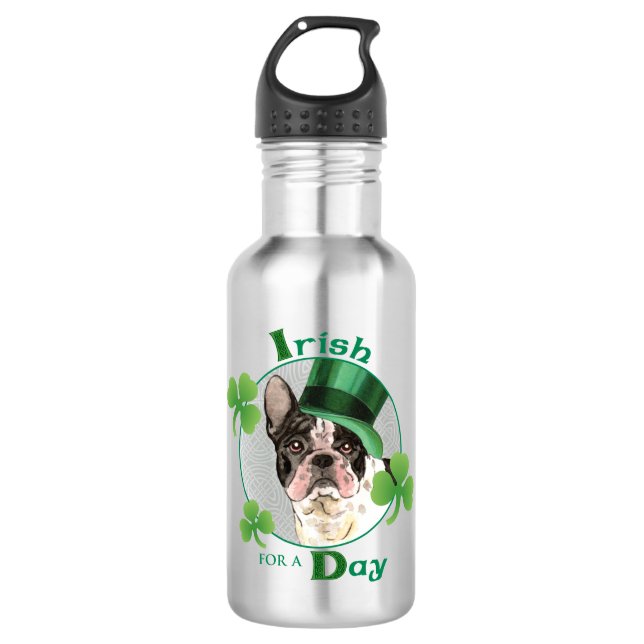 Bouteille D'eau Bouledogue français du jour de St Patrick (Devant)