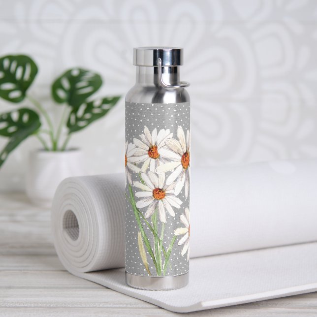 Bouteille D'eau Bouquet de marguerite aquarelle à points (Yoga)