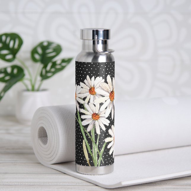 Bouteille D'eau Bouquet de marguerite aquarelle à points (Yoga)