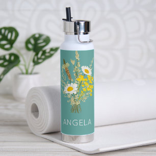 Bouteille D'eau Bouquet floral fleur sauvage Nom personnalisé