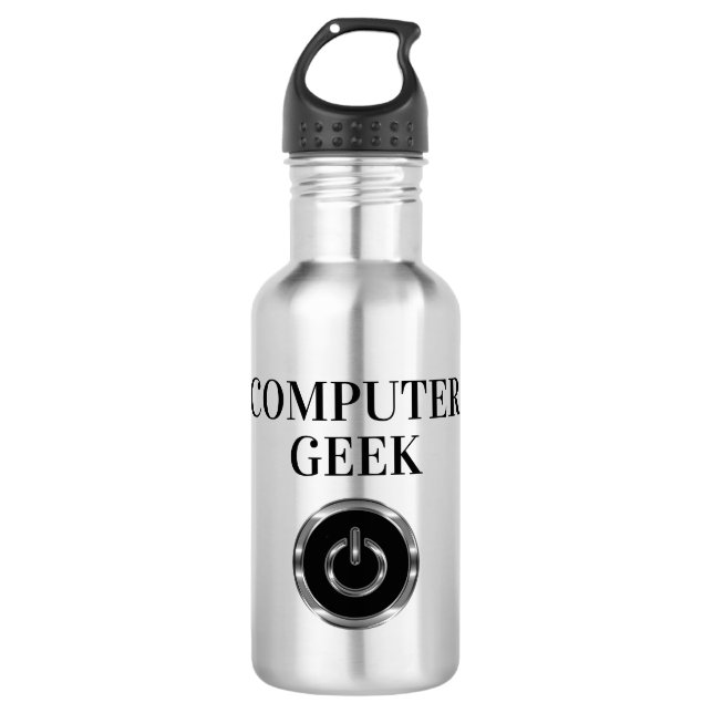 Bouteille D'eau Bouton de démarrage du Geek d'ordinateur cool (Devant)