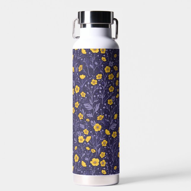 Bouteille D'eau Boutons jaunes et violets (Avant)