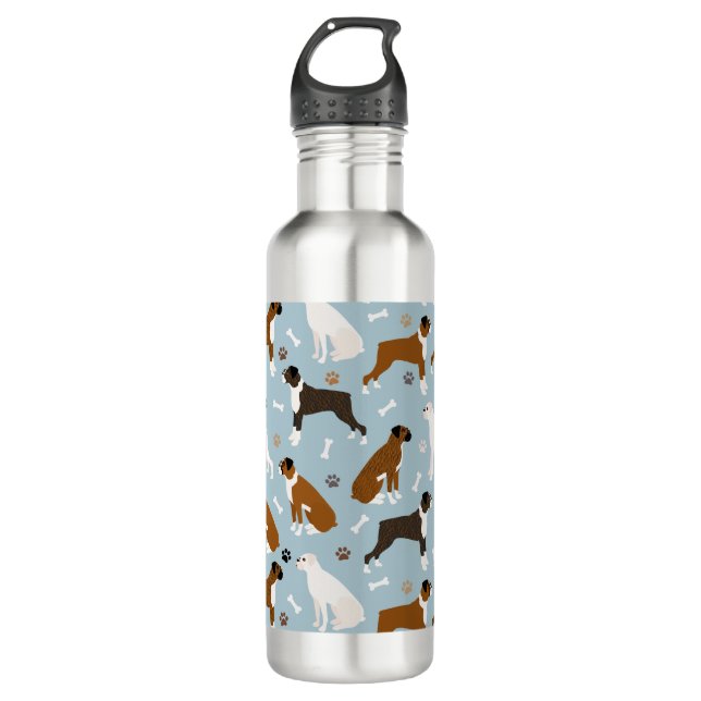 Bouteille D'eau Boxer Bones de chien et pattes Botte d'eau en acie (Devant)
