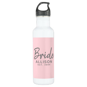 Bouteille D'eau Bride Script Blush Rose établi Personnalisé 