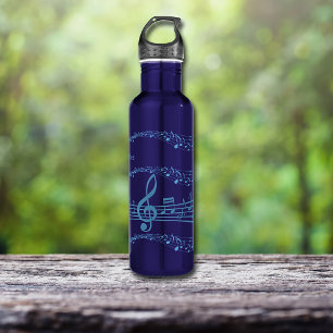Bouteille D'eau Bright Blue Music Notes Personnalisées