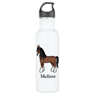 Bouteille D'eau Brown Gypsy Vanner Clydesdale Shire Horse & Nom