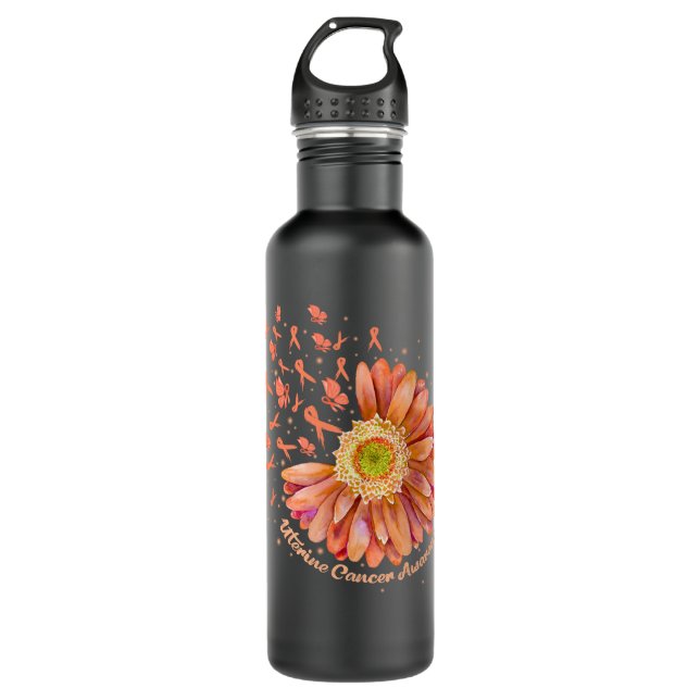 Bouteille D'eau Broyer Ruban Hummingbird Sunflower Cancer utérin  (Devant)