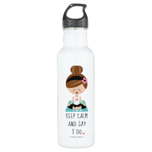 Bouteille D'eau Brunette Yoga, une mariée, reste calme et dit que 