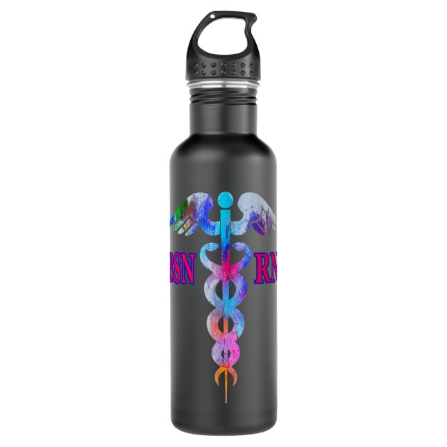 Bouteille D'eau BSN Infirmière inscrite RN Caduceus Infirmière Emb (Devant)