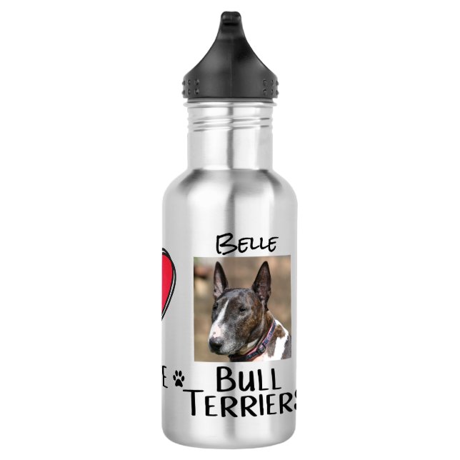 Bouteille D'eau Bull Terriers Peace Love Amoureux de les chiens (Droite)