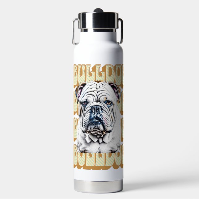 Bouteille D'eau Bulldog anglais avec police rétro (Salle de sport)