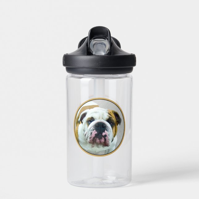 Bouteille D'eau Bulldog Painting - Joli art original chien (Avant)