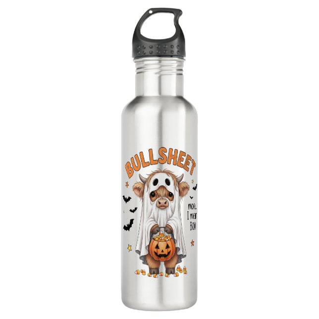 Bouteille D'eau Bullsheet Highland Cow Funny Ghost (Devant)