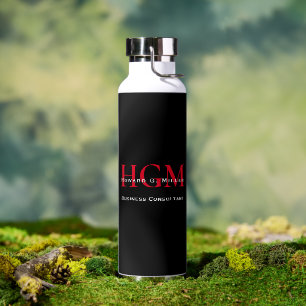 Bouteille D'eau Business Modern Black Red 3 Lettre Monogramme Logo