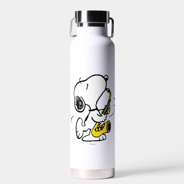 Bouteille D'eau cacahuètes | Lecteur Snoopy Saxophone (Avant)
